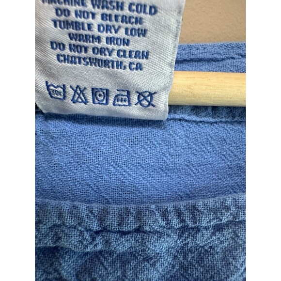 Sea Breeze 100% Cotton Drapey Top Swim Cover Up Blue Size Large Beach Tunic EUC - Picture 4 of 7